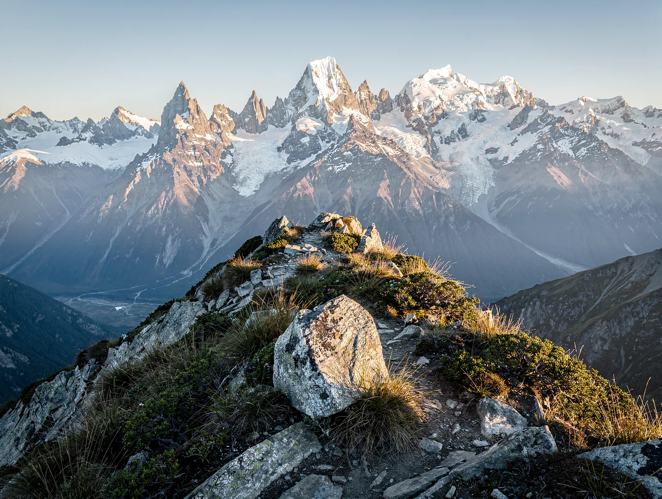 Rugged alpine slopes of the Southern Alps