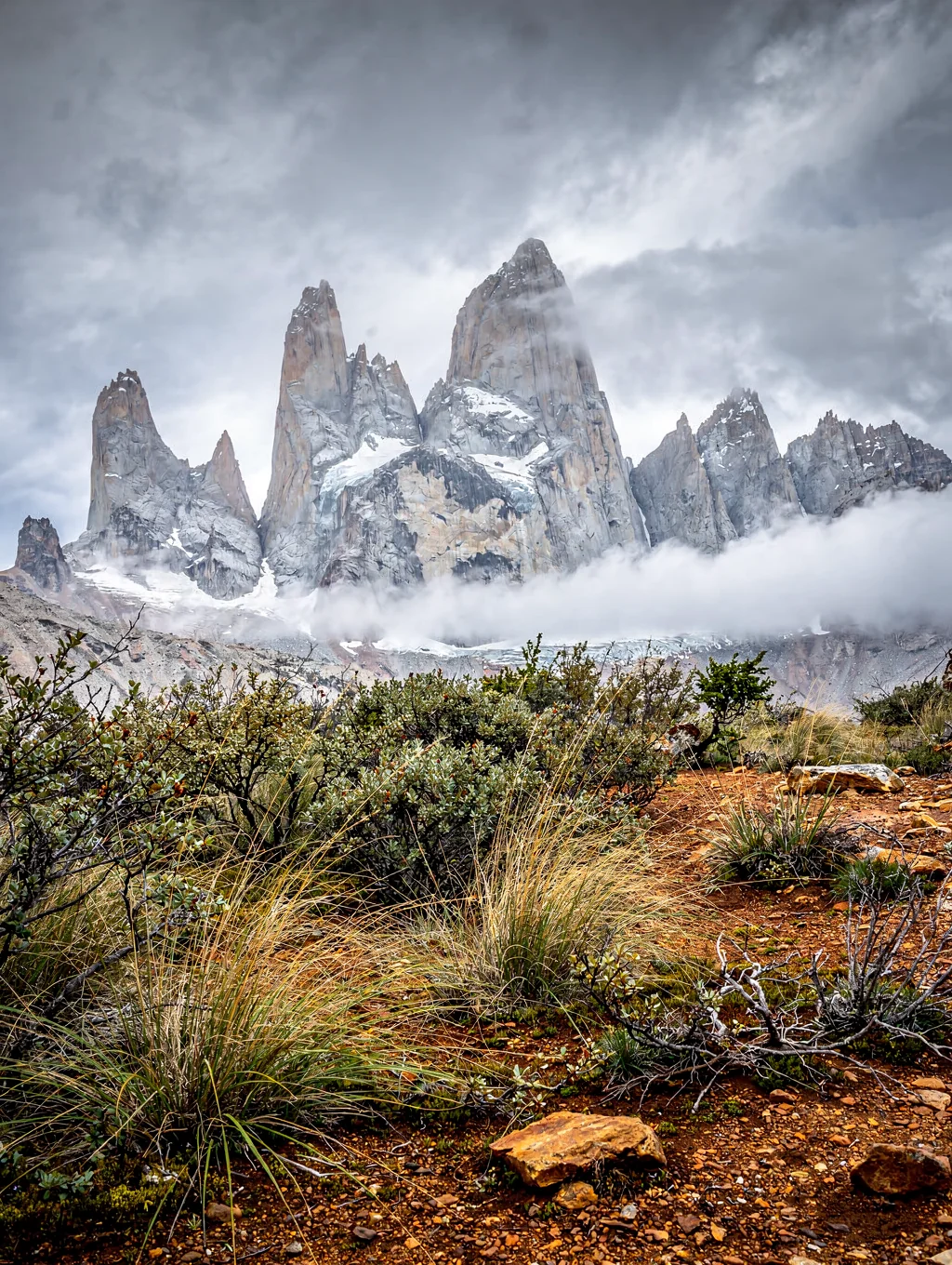 Dramatic lenticular clouds over Fitz Roy mountain